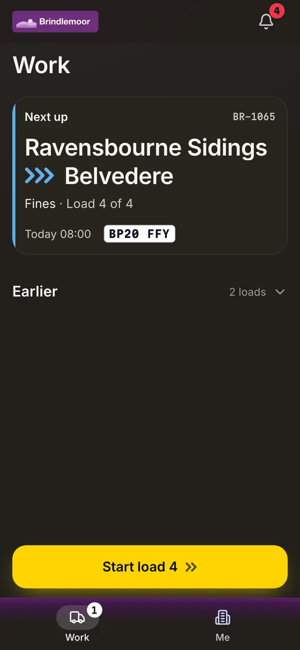A driver's phone with the next load and one Start button